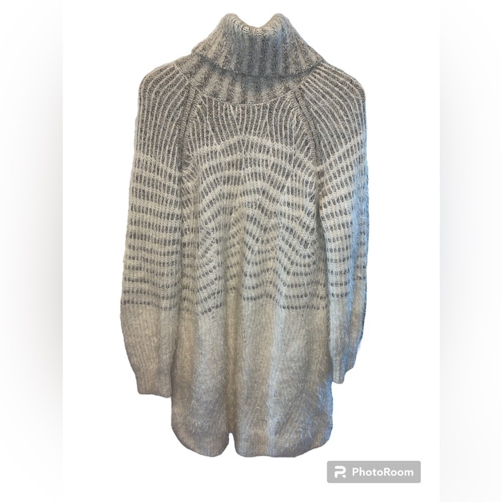 Anthropologie Sleeping on Snow Shelby eyelash sweater gray white dress large